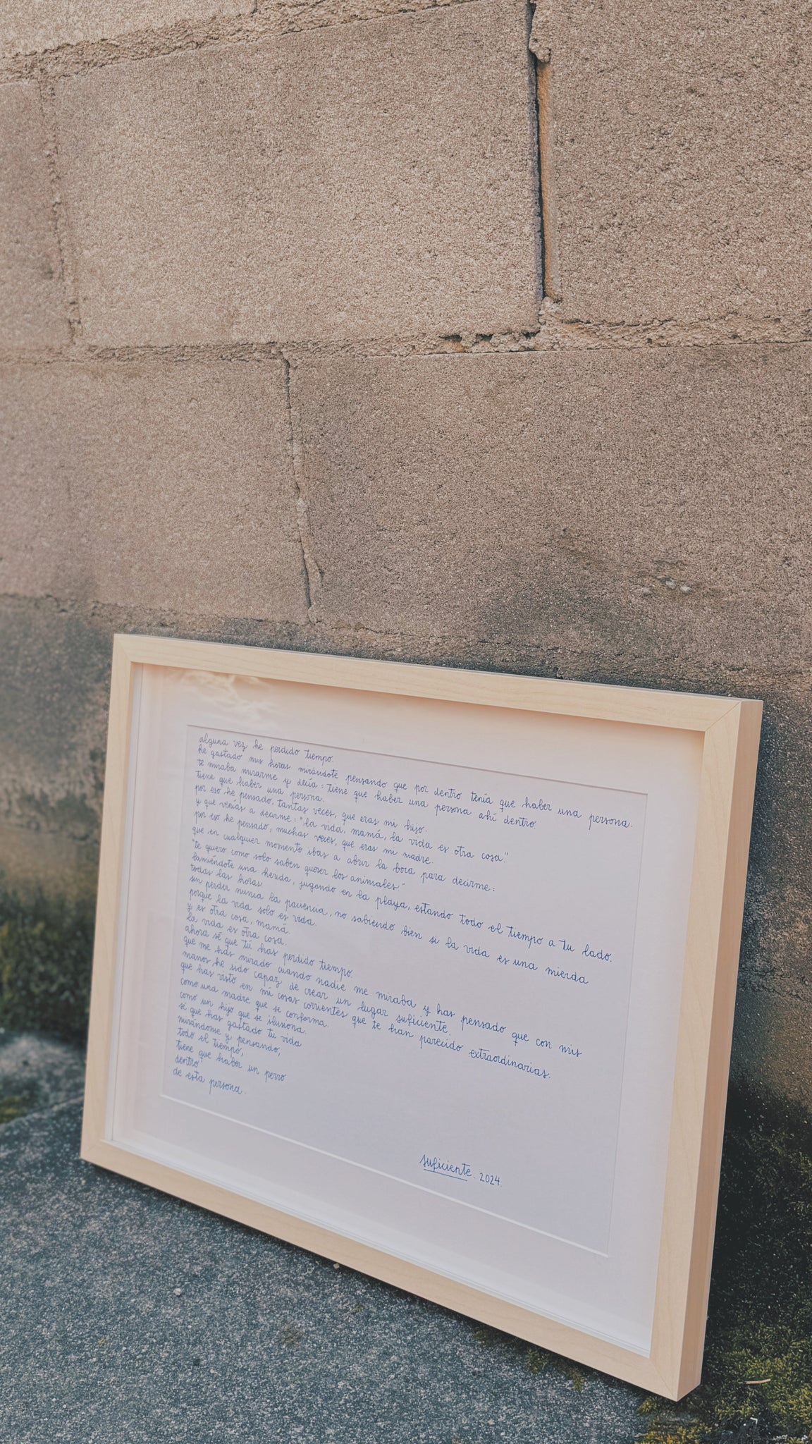 Poema “Suficiente” enmarcado 30 x 40 cm
